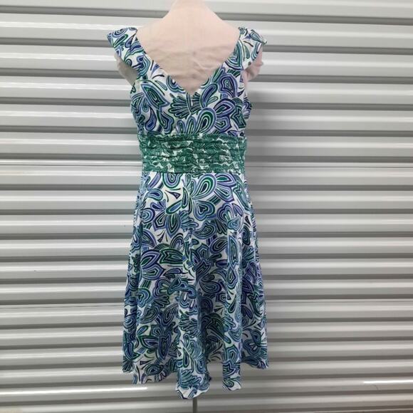 Chadwicks Dress Womens Size 10 Y2K Coastal Grandma Boho Paisley Green Blue Retro - Picture 5 of 8